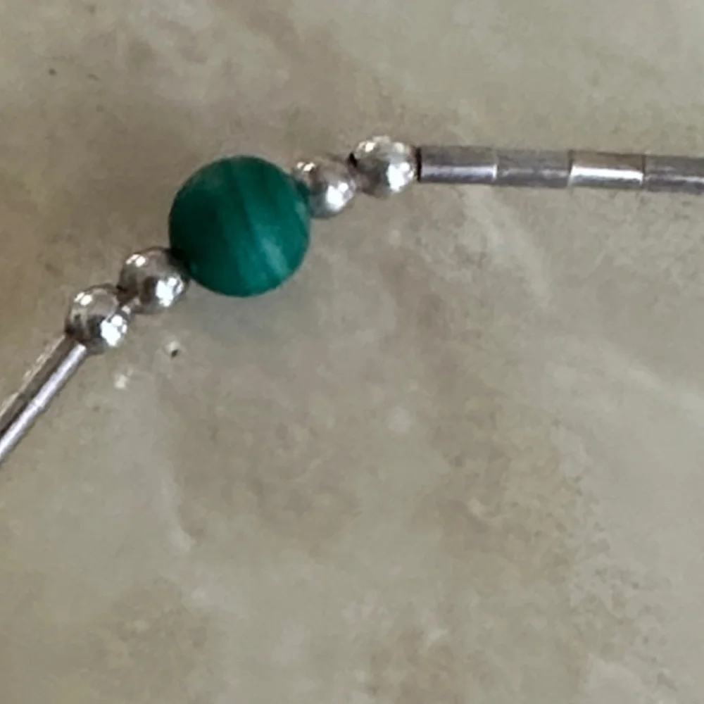 Elegant 925 sterling Silver Bead Bracelet Malachite